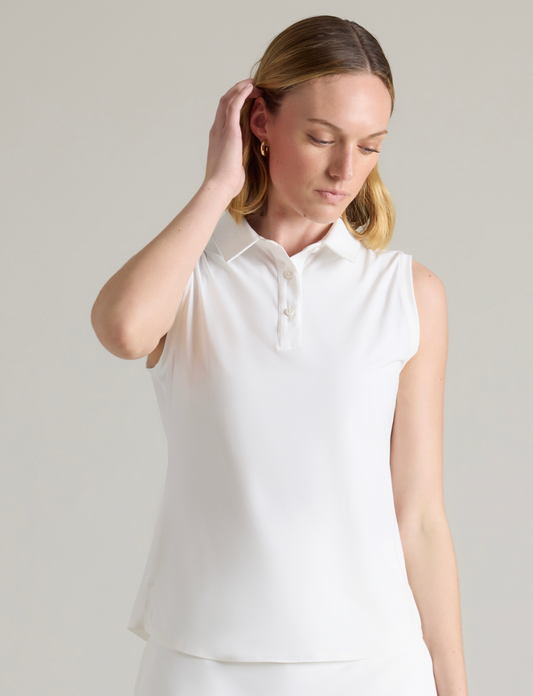 Course to Court Sleeveless Polo - White