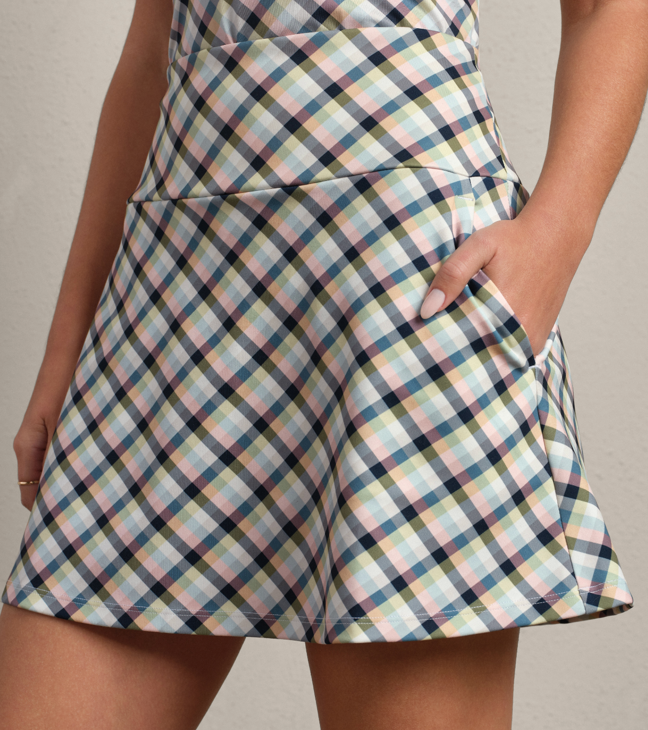 16" Course to Court Skort - Navy Multi Plaid