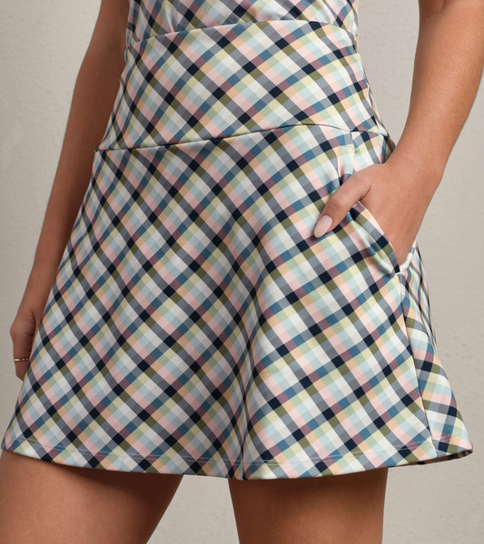 16" Course to Court Skort - Navy Multi Plaid