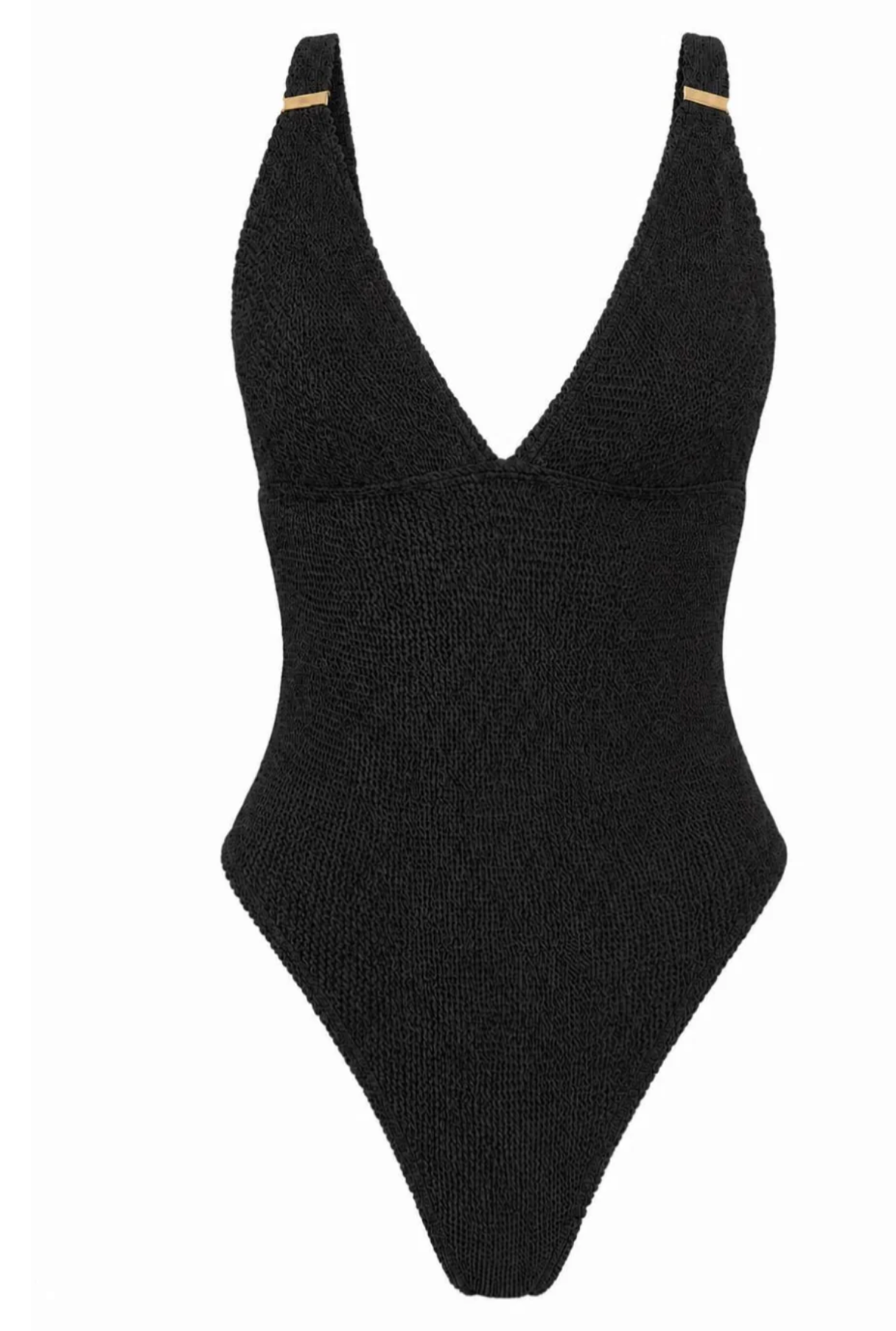 PARIS GOLD SLIDER ONE PIECE SWIMSUIT -  Black
