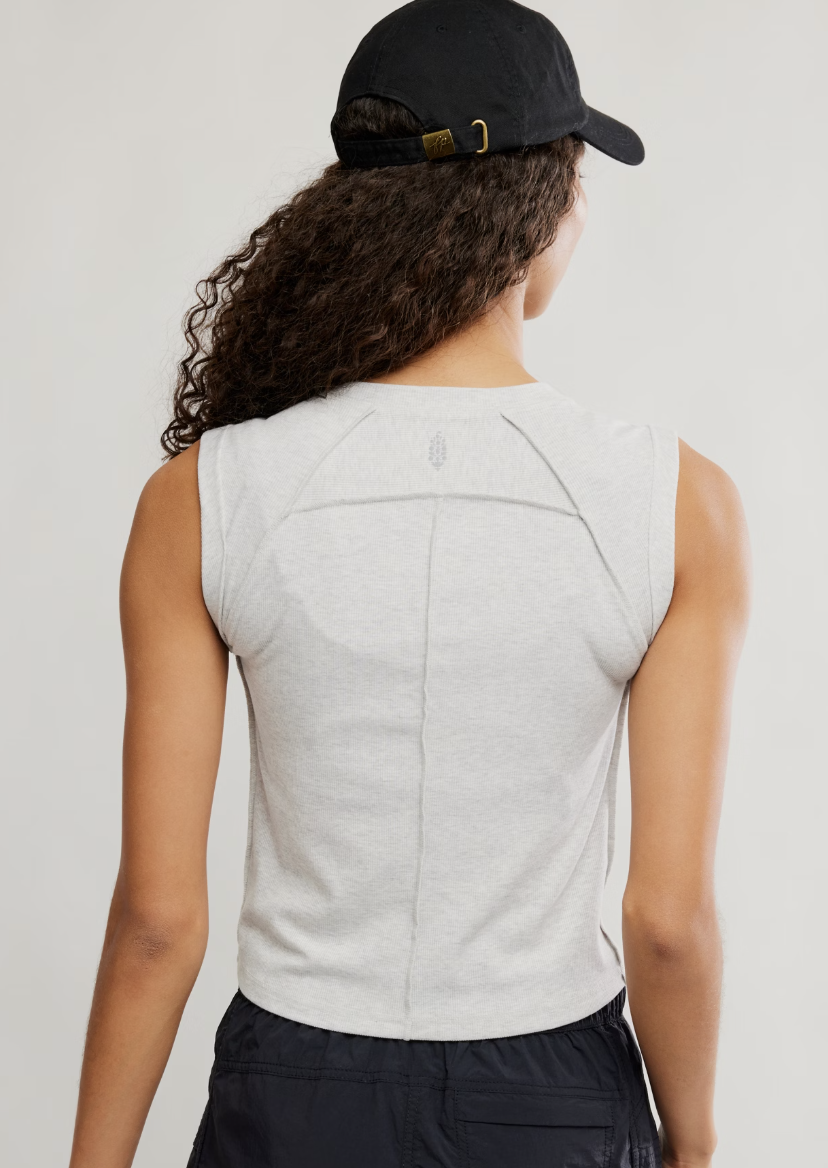 Love My Twist Muscle Tank - White Heather Grey