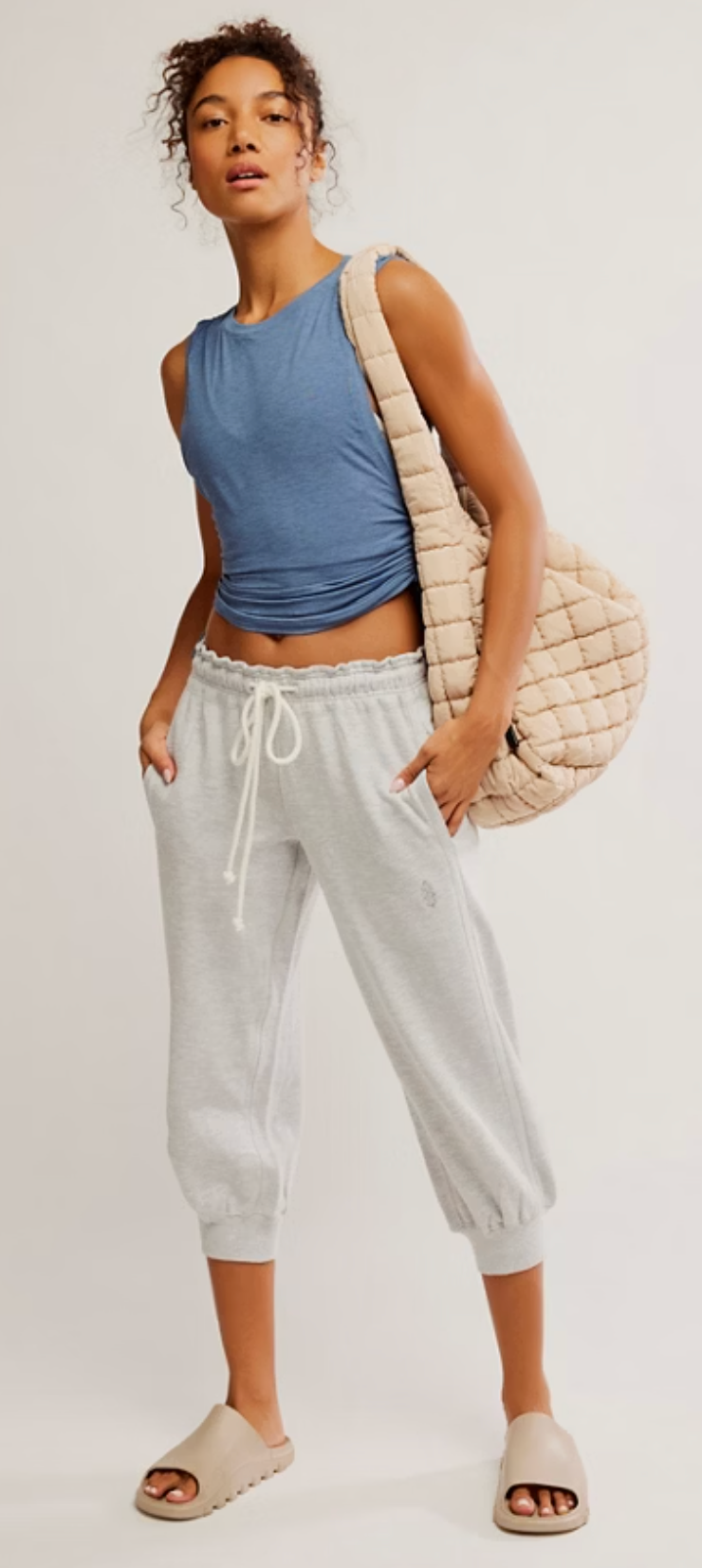 Flutter Cropped Joggers - Heather Grey