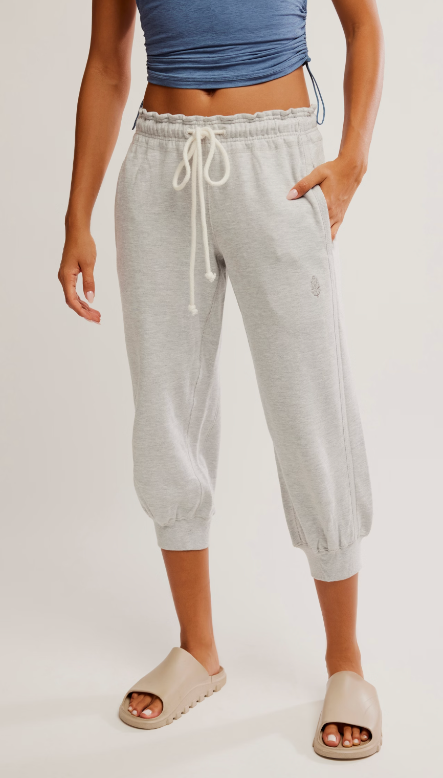 Flutter Cropped Joggers - Heather Grey
