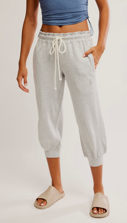 Flutter Cropped Joggers - Heather Grey