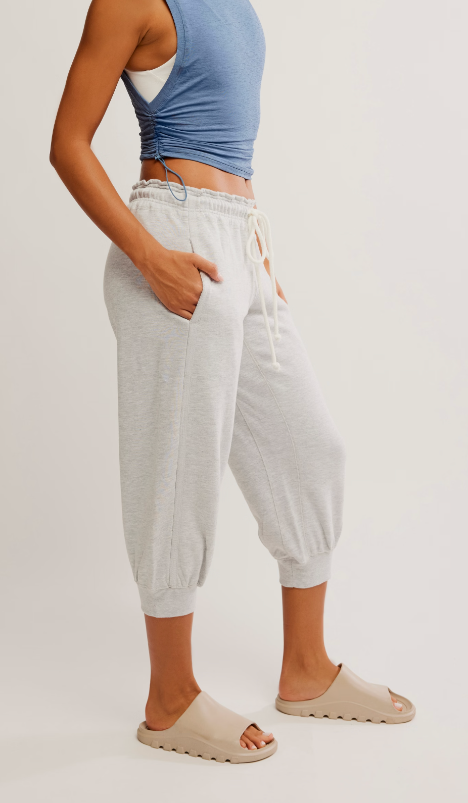 Flutter Cropped Joggers - Heather Grey