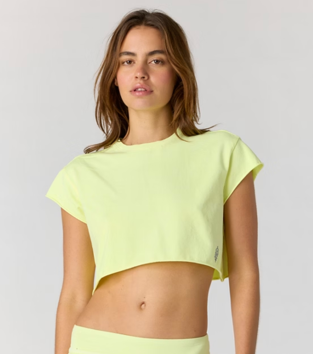 Hot Shot Cropped Tee - Vapor Lime