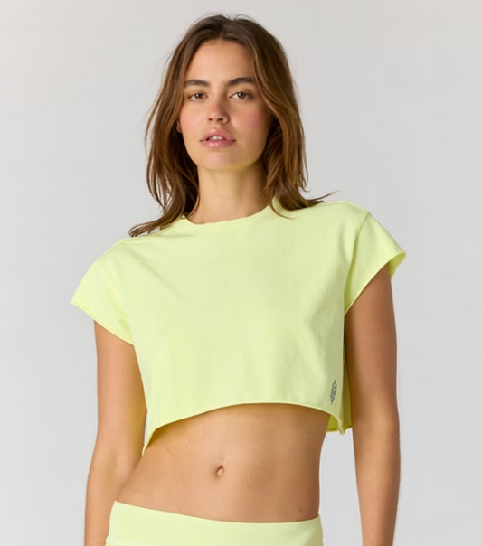 Hot Shot Cropped Tee - Vapor Lime