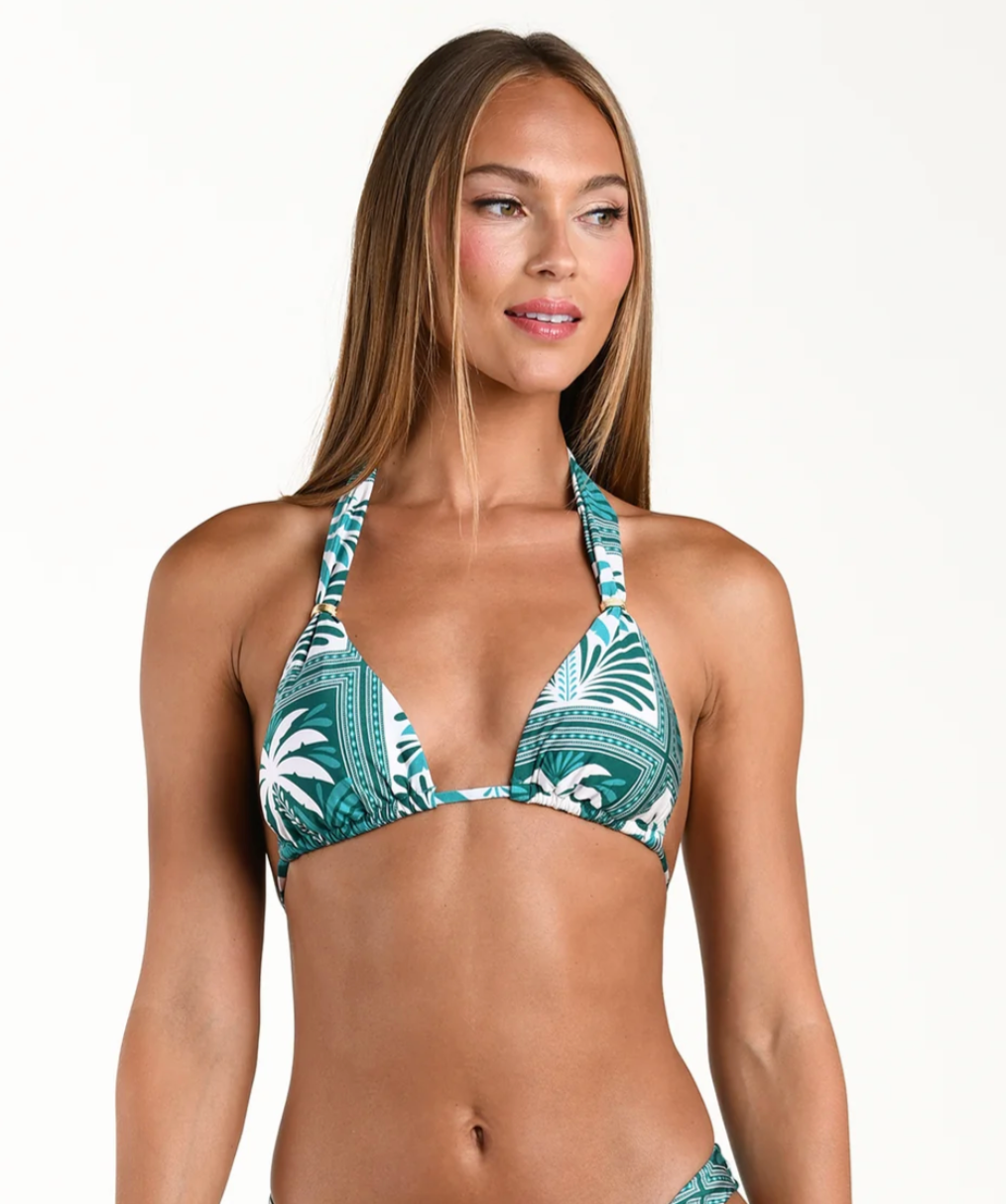 Halter Triangle Top - Patchwork Palms 2-14