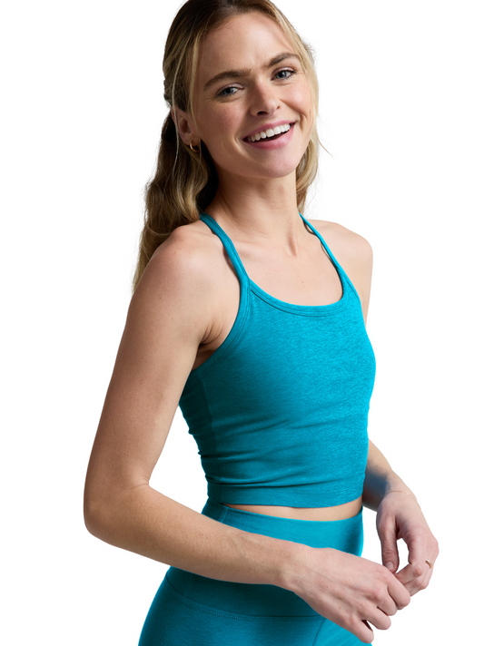 Spacedye Slim Racerback Cropped Tank - Island Blue Heather
