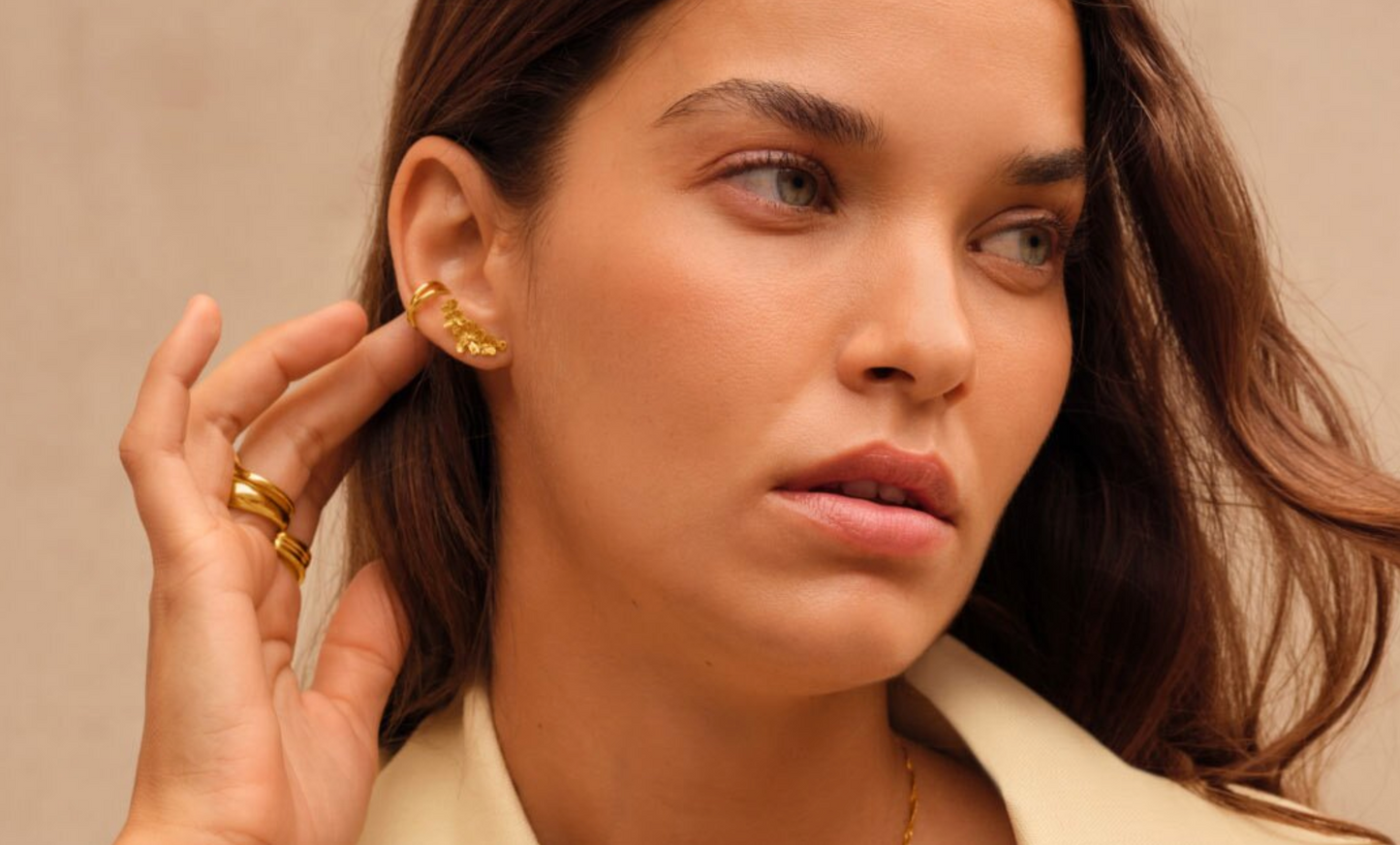 Floramour Waterproof Gold Crawler Earrings