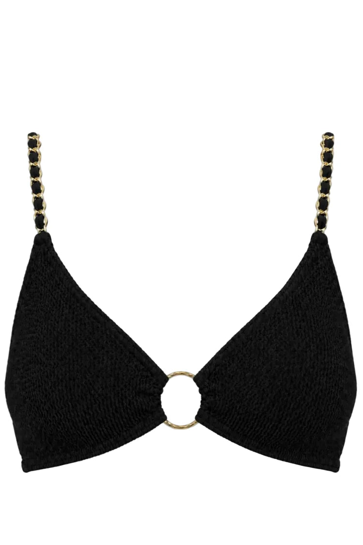 BLUEWATERS CHAINS BRALETTE GOLD RING BIKINI TOP - Black