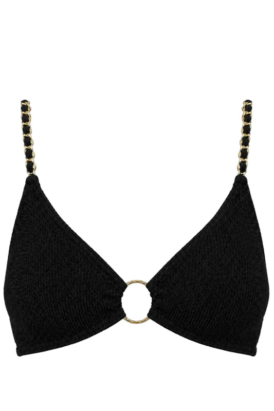 BLUEWATERS CHAINS BRALETTE GOLD RING BIKINI TOP - Black