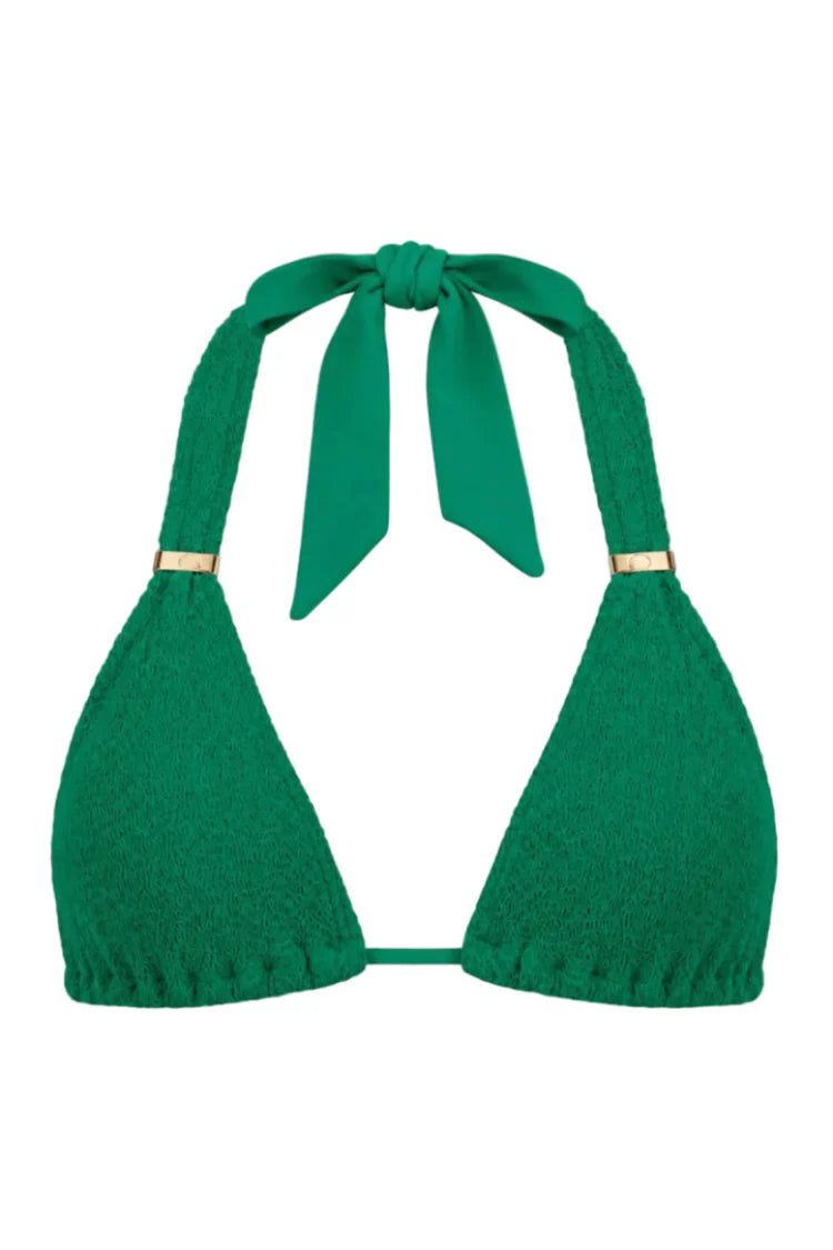 PARIS TRIANGLE GOLD SLIDERS BIKINI TOP -Jade Green