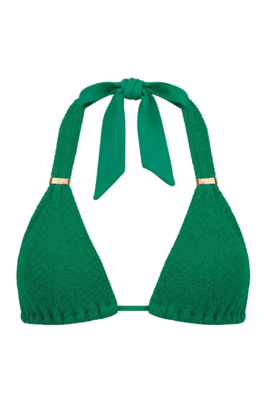 PARIS TRIANGLE GOLD SLIDERS BIKINI TOP -Jade Green