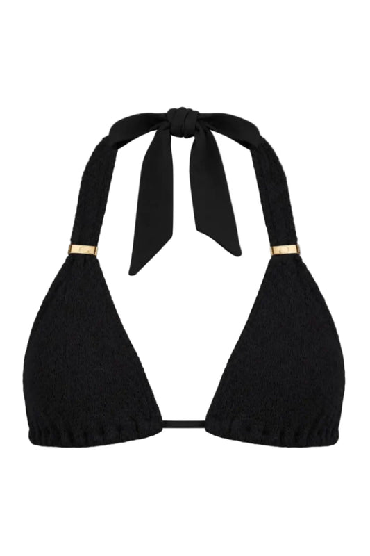 PARIS TRIANGLE GOLD SLIDERS BIKINI TOP - Black