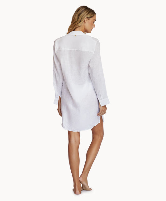 Linen Millie Tie Cover Up - White Sands  S/M - M/L