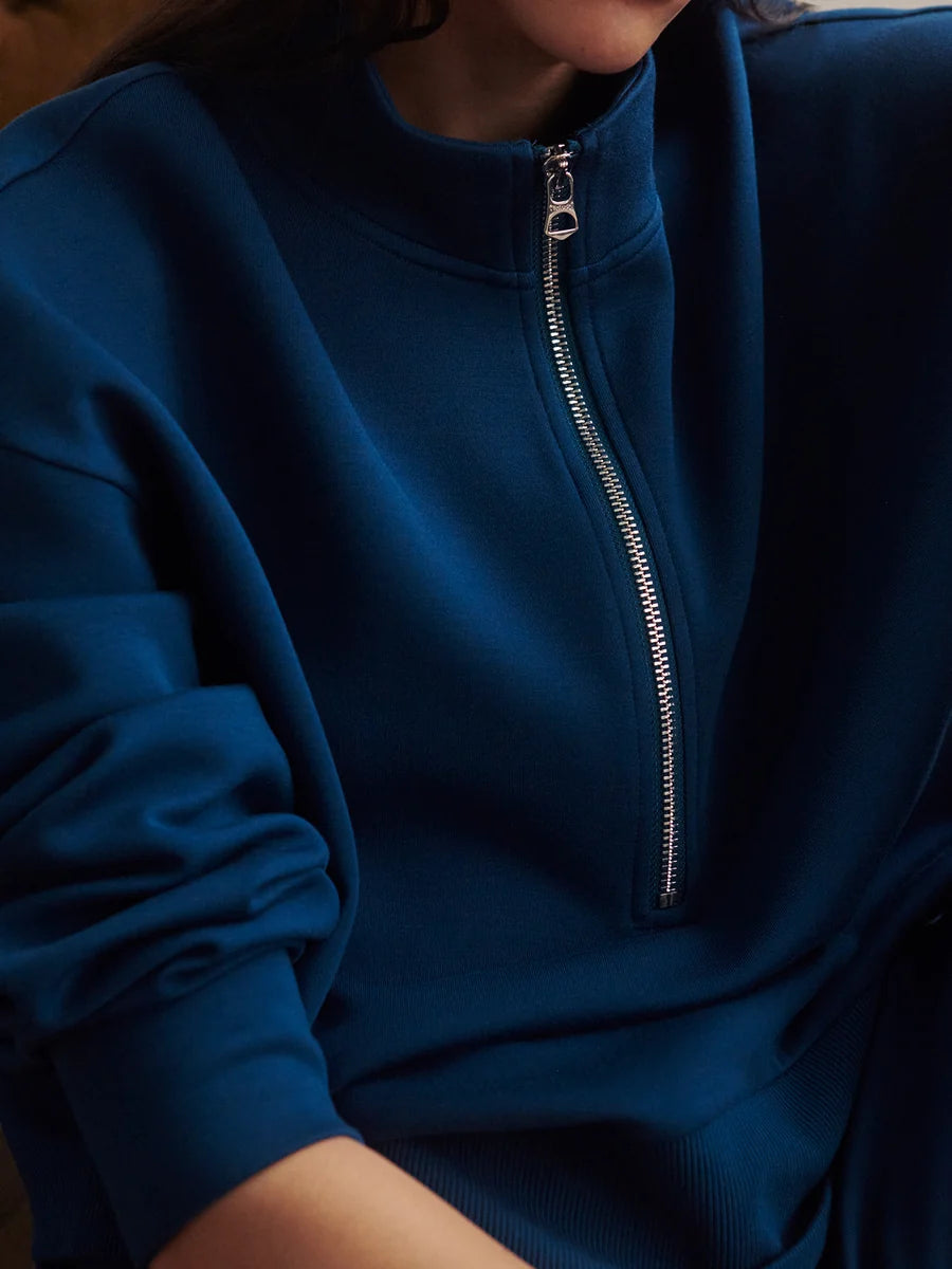Mavis Mock Neck Sweat - Sea Blue