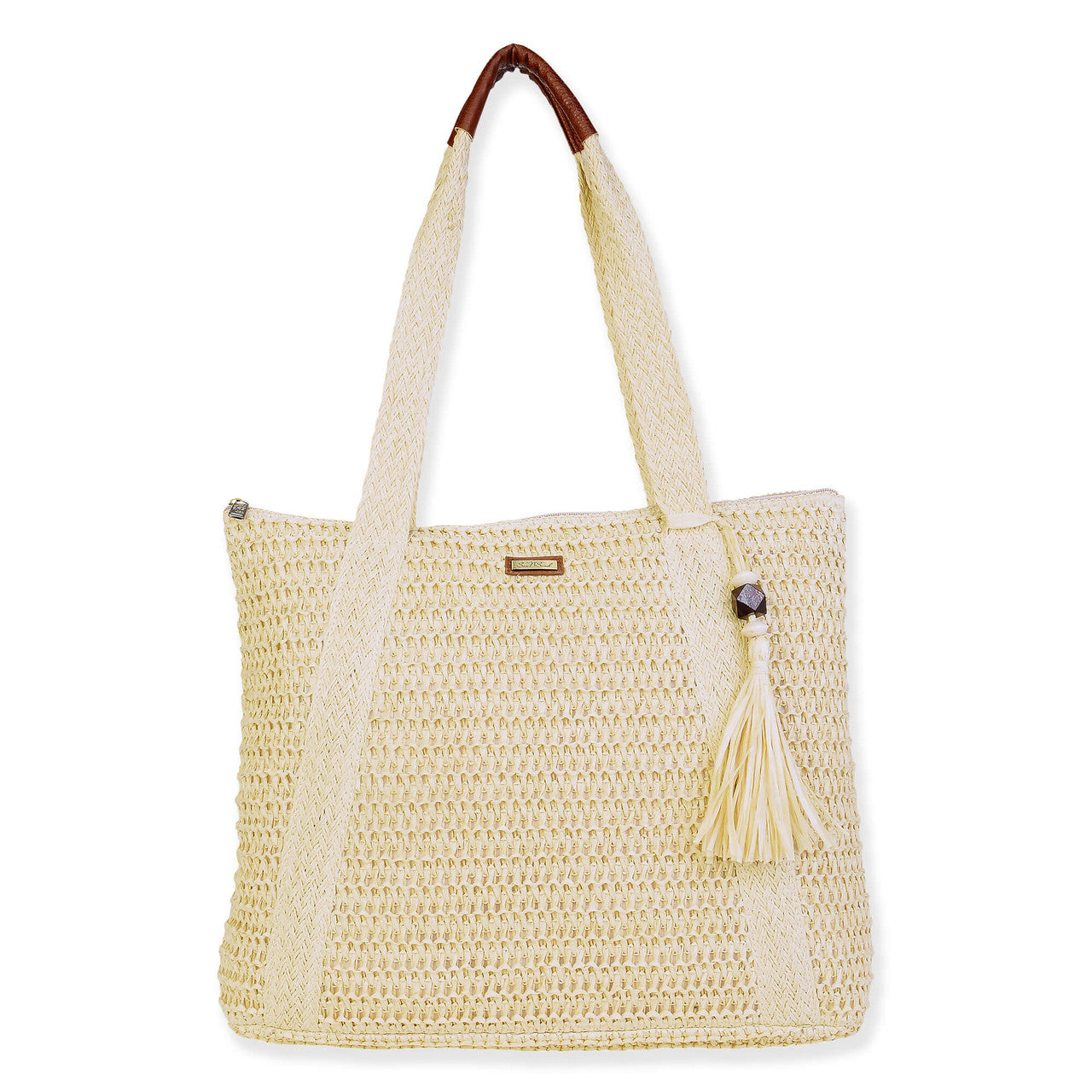 Paper Crochet Shoulder Tote- Natural