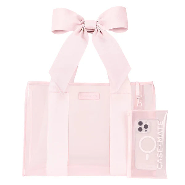 Jelly Tote Bag - ballet pink bow