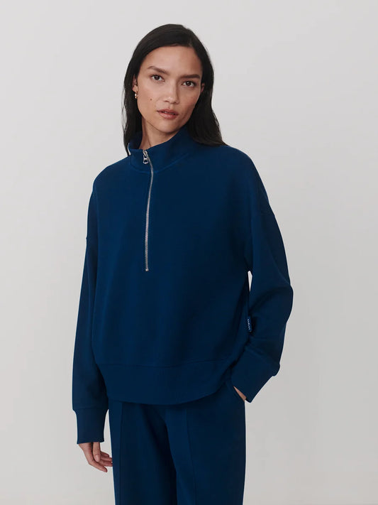 Mavis Mock Neck Sweat - Sea Blue