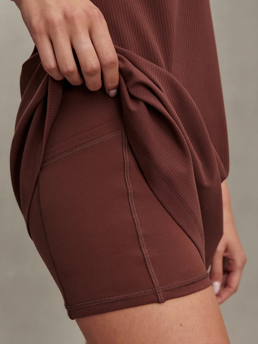 Kalani V-Neck Dress 31" - Brown Stone