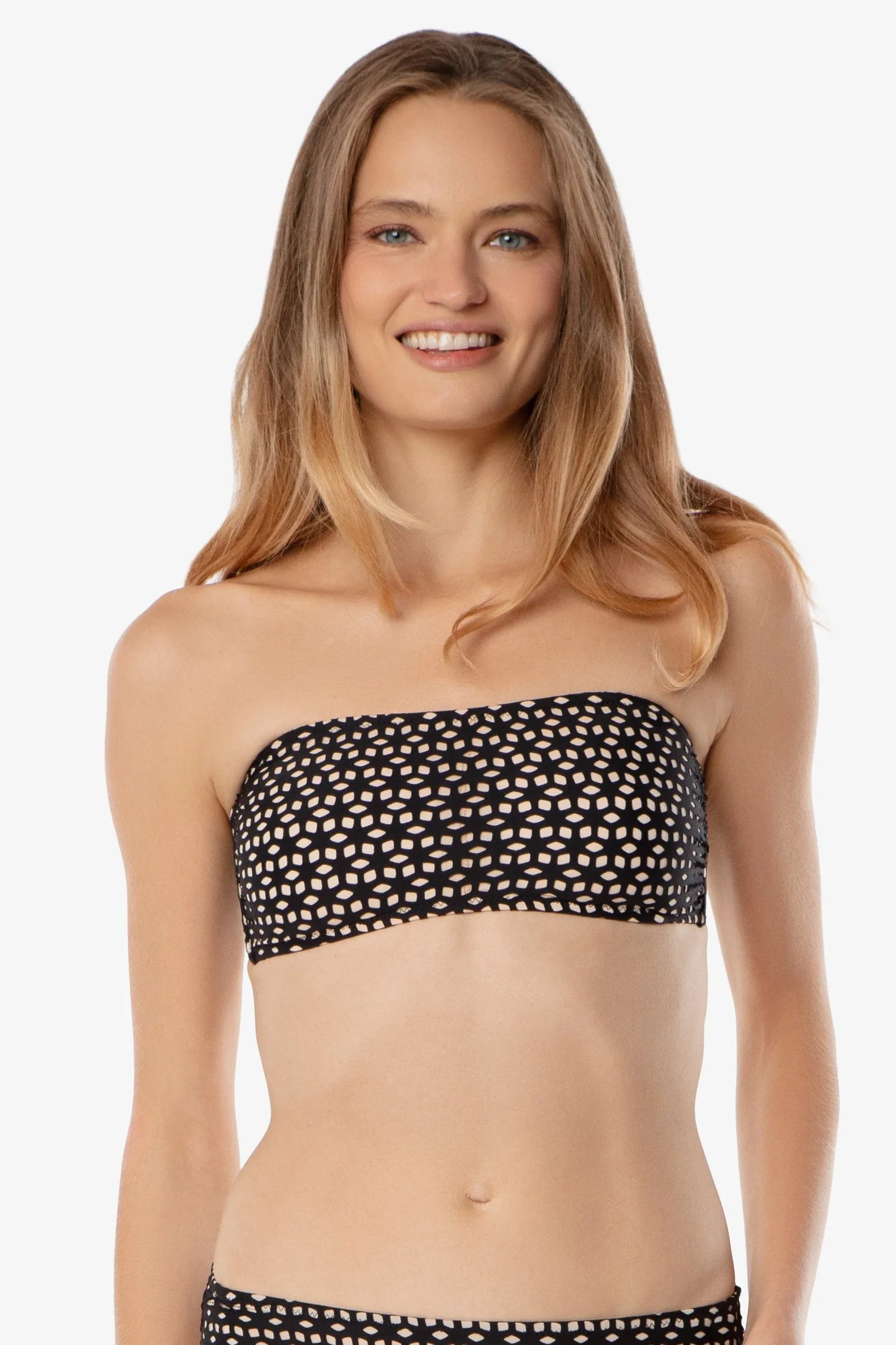 Hook Back Bandeau Top - black Laser Cut XS-L