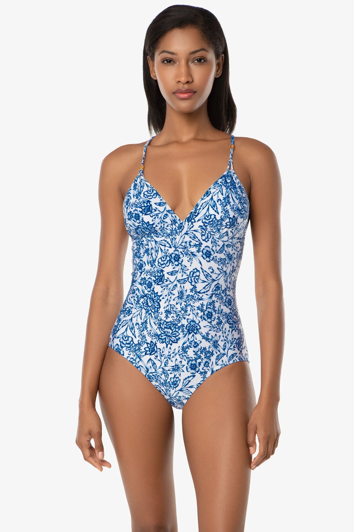 Lattice Back One-Piece - Hamptons Floral White