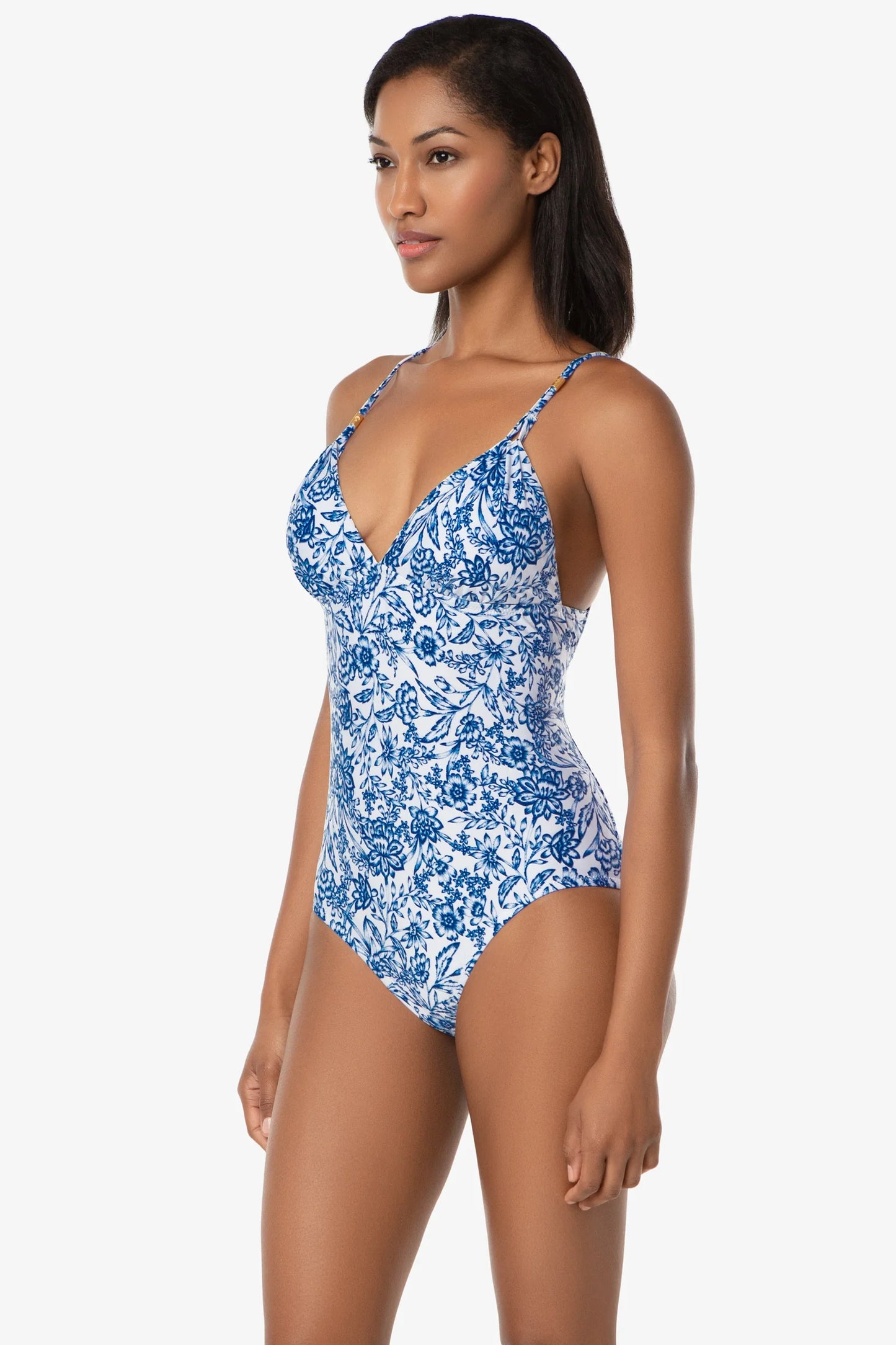 Lattice Back One-Piece - Hamptons Floral White