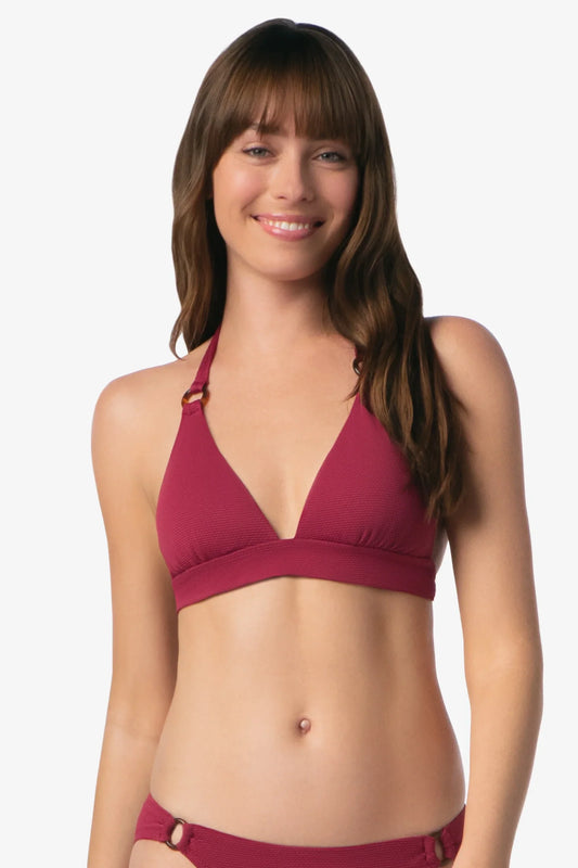 Tortoise Ring Halter Bikini Top - Merlot Cora Texture XS-XL
