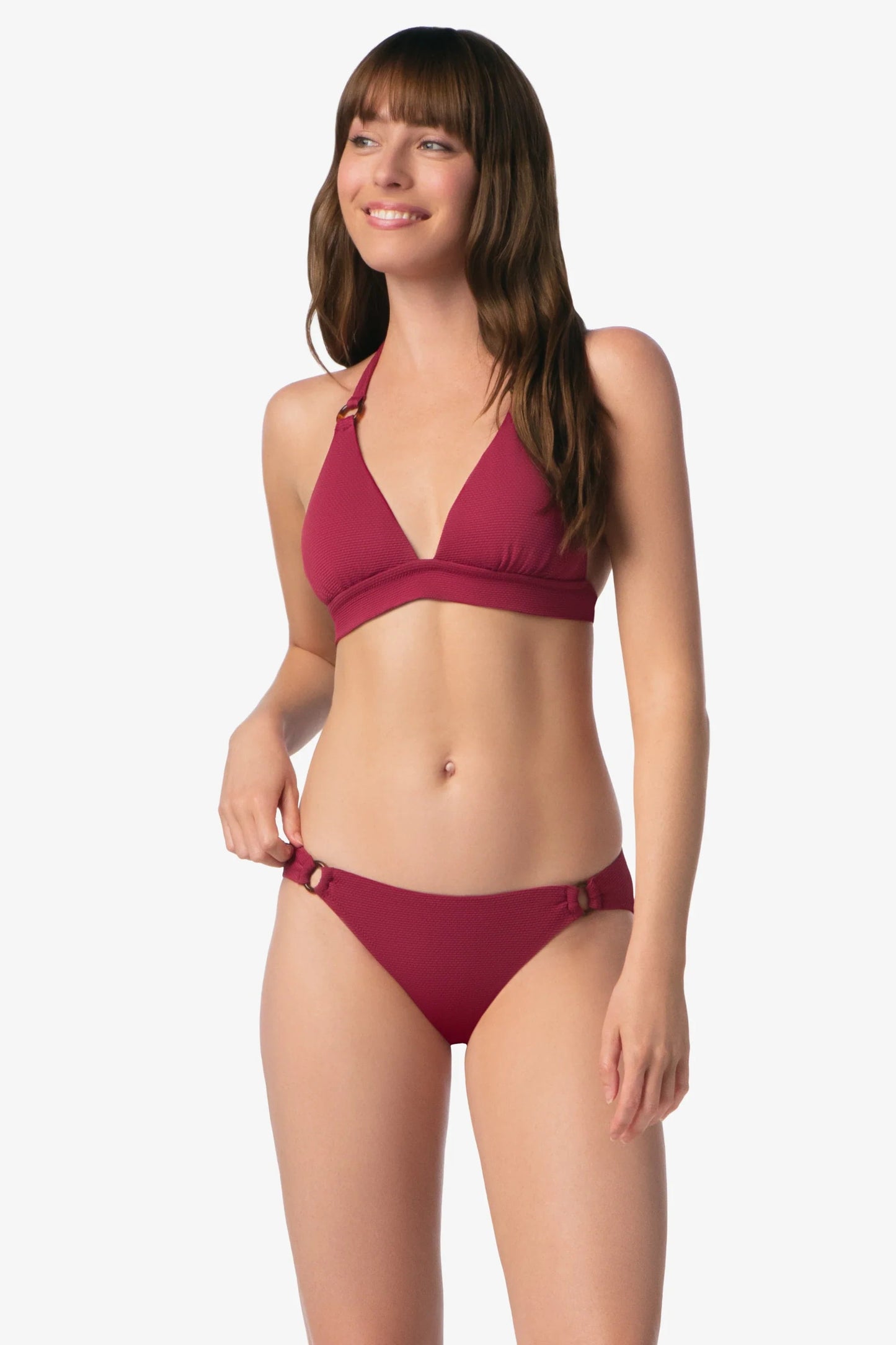 Tortoise Ring Halter Bikini Top - Merlot Cora Texture XS-XL