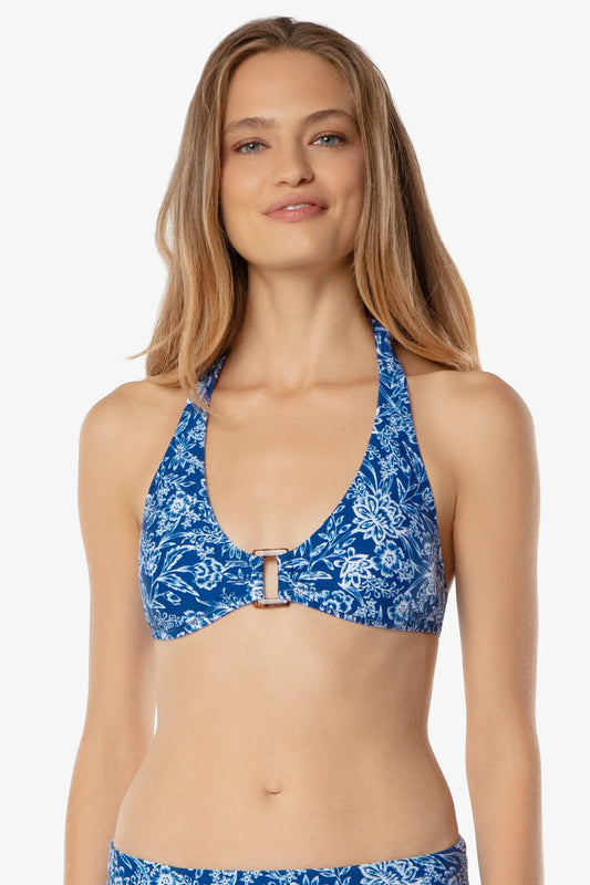 Tortoise Halter -  Hamptons Floral Blue