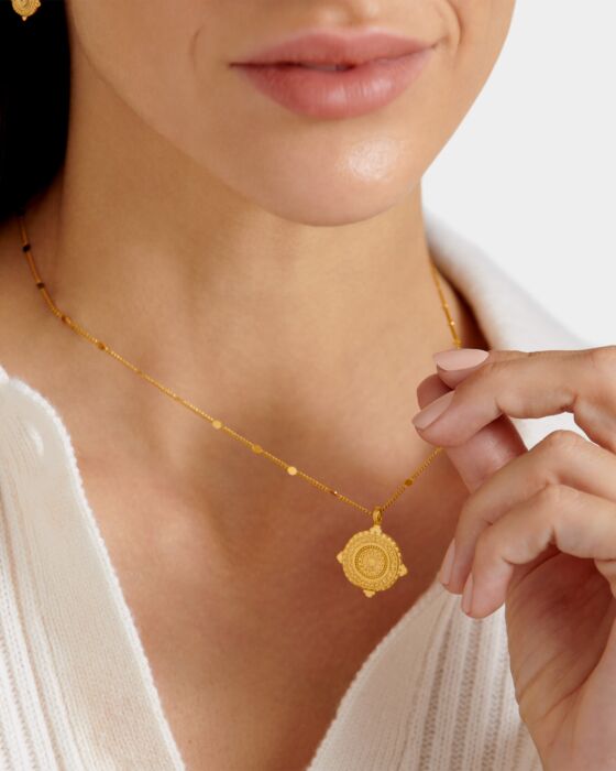 'Happiness' Waterproof Gold Antique Coin Necklace