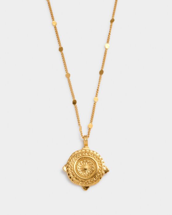 'Happiness' Waterproof Gold Antique Coin Necklace