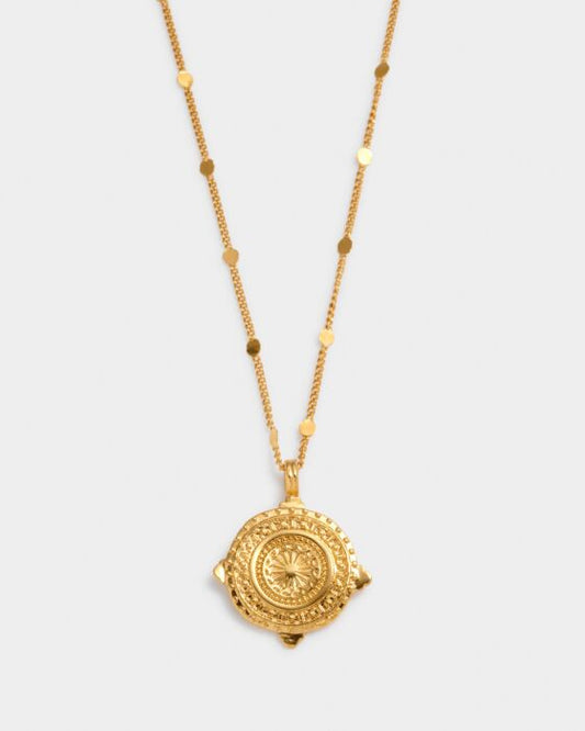 'Happiness' Waterproof Gold Antique Coin Necklace