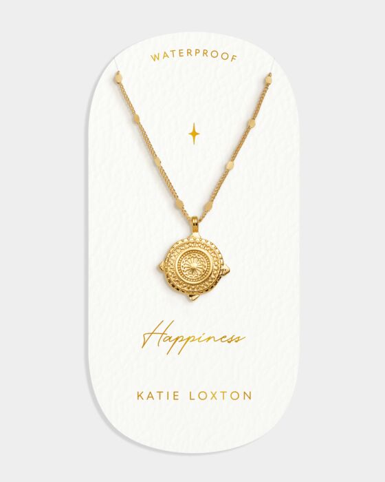 'Happiness' Waterproof Gold Antique Coin Necklace