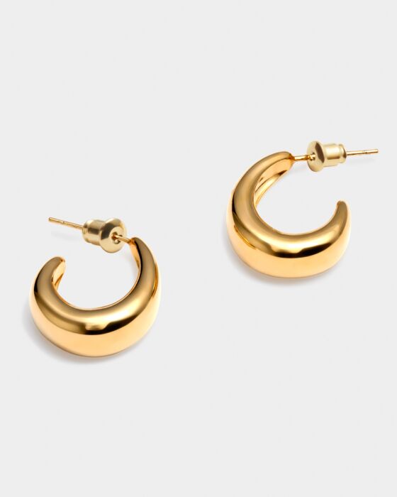 'With Love' Waterproof Gold Dome Hoop Earrings