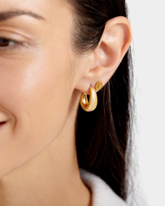 'With Love' Waterproof Gold Dome Hoop Earrings