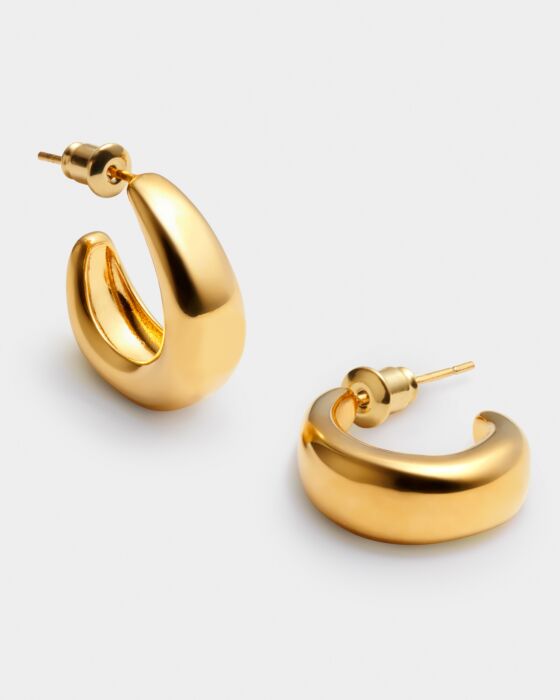 'With Love' Waterproof Gold Dome Hoop Earrings