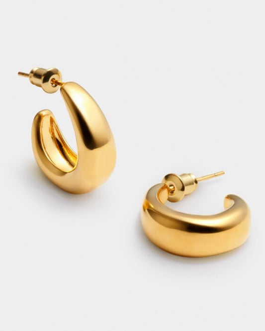 'With Love' Waterproof Gold Dome Hoop Earrings