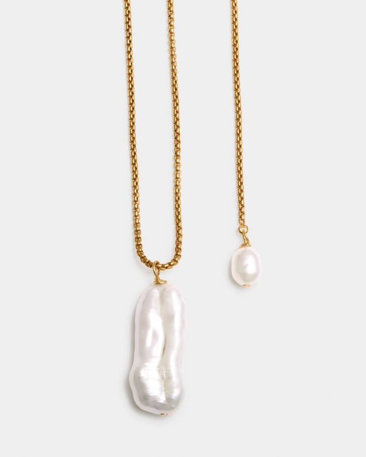 Pearl Lustre Lariat Necklace