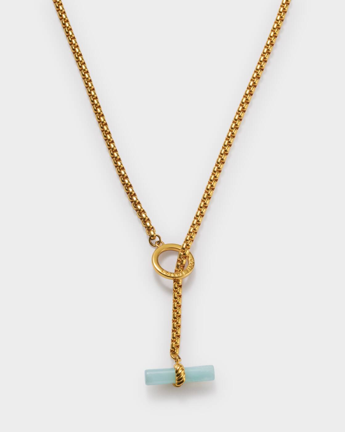 Azura Waterproof Gold T-Bar Necklace