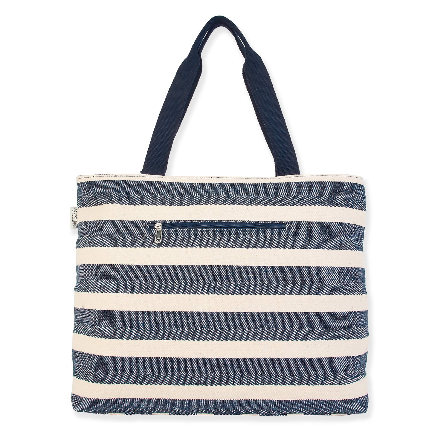 Artistic Shoulder Tote with Built-in Hat Carrier - Dark Blue