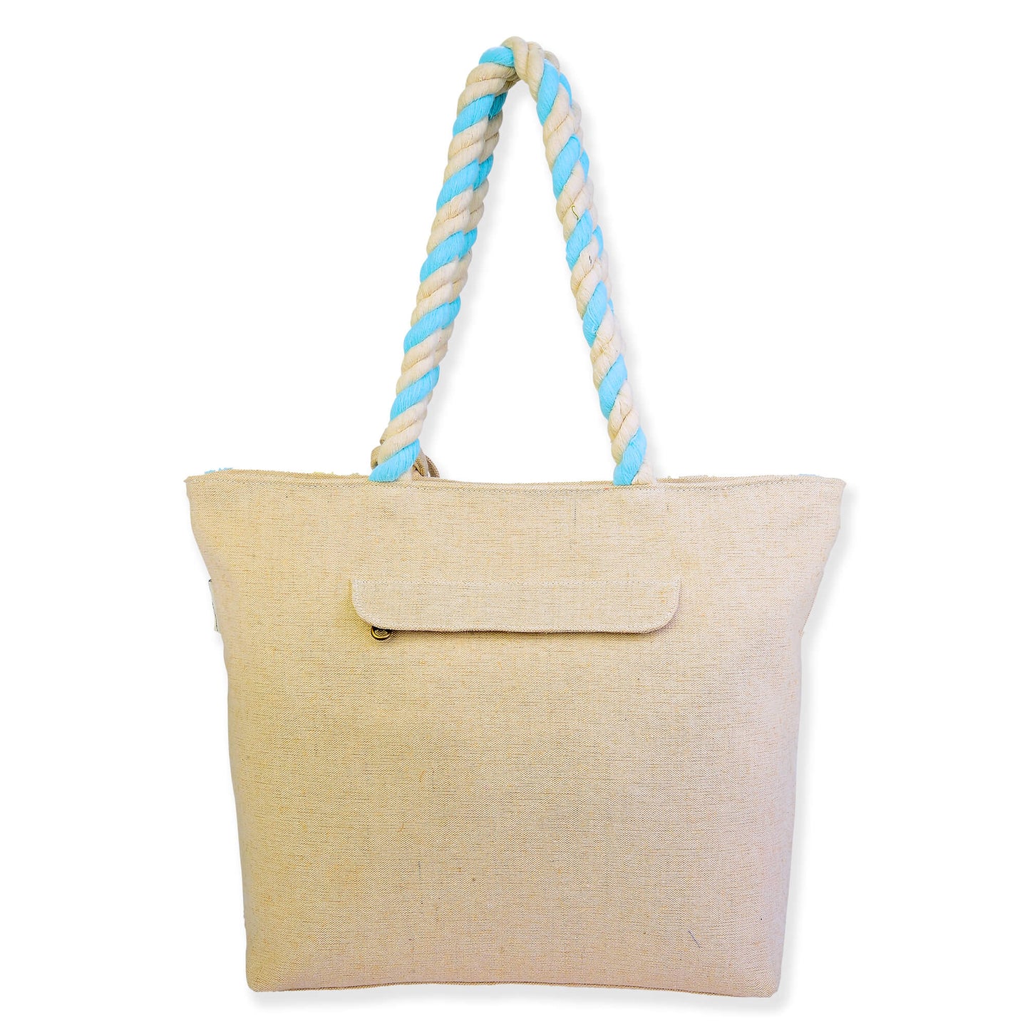Shoulder Tote Vintage Motif - Blue/Yellow